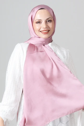 Soft Pembe Harem Scarf Como Saten Şal
