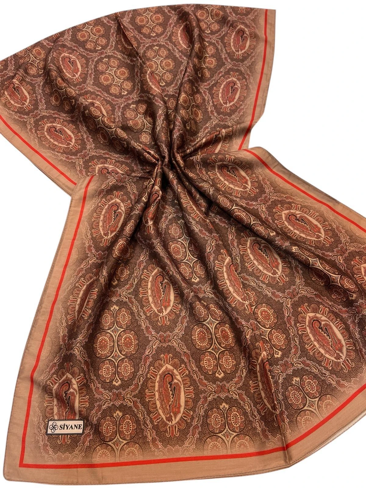 Bisküvi Siyane Scarf Şal Desen Etnik Şal