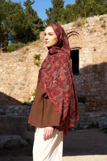 BORDO ED Scarf Bouqet Şal
