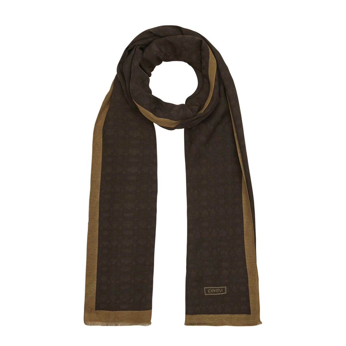Kahve İpekevi Monogram Şal 4356