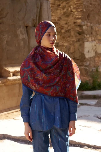 Kırmızı ED Scarf Bouqet Şal