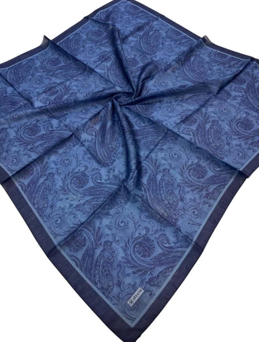 LACİVERT Siyane Scarf Etnik Tablo Desen Soft Eşarp