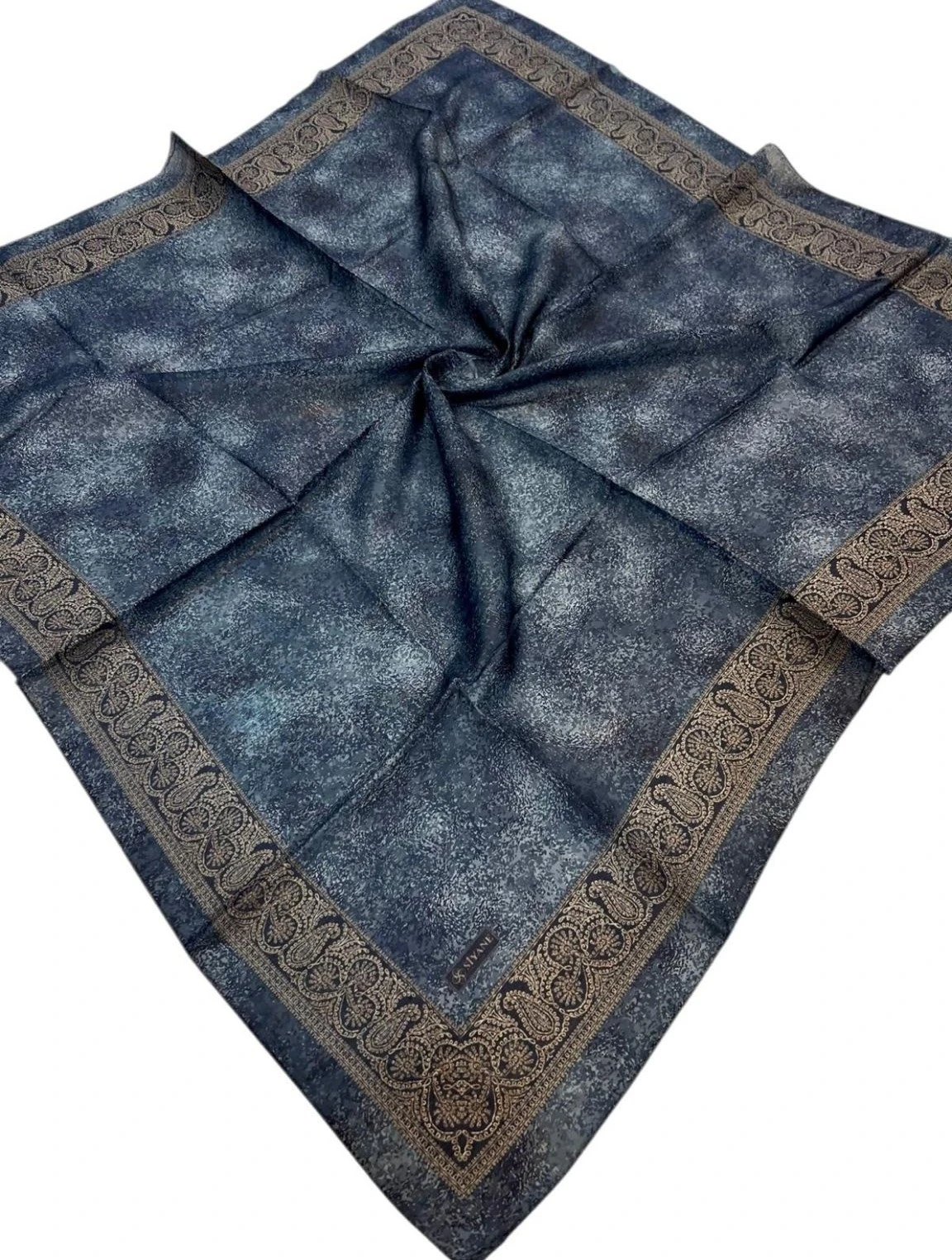 LACİVERT Siyane Scarf Kenar Motifli Duman Desen Soft Eşarp