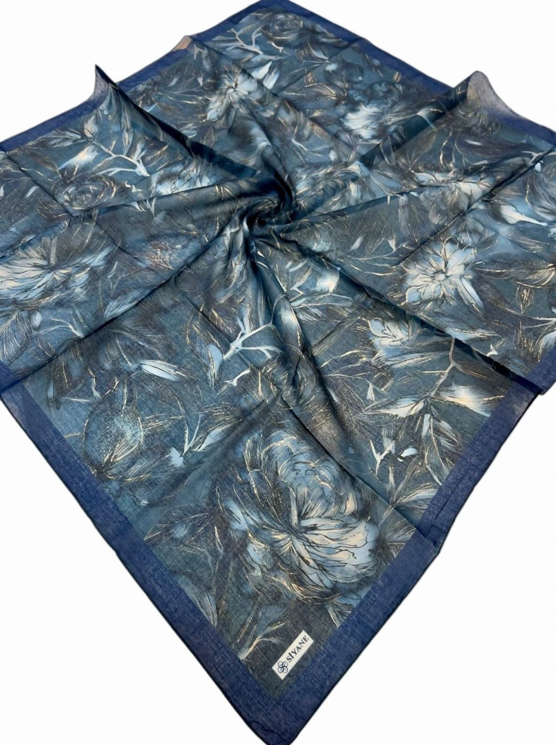 LACİVERT Siyane Scarf Lotus Desen Soft Eşarp