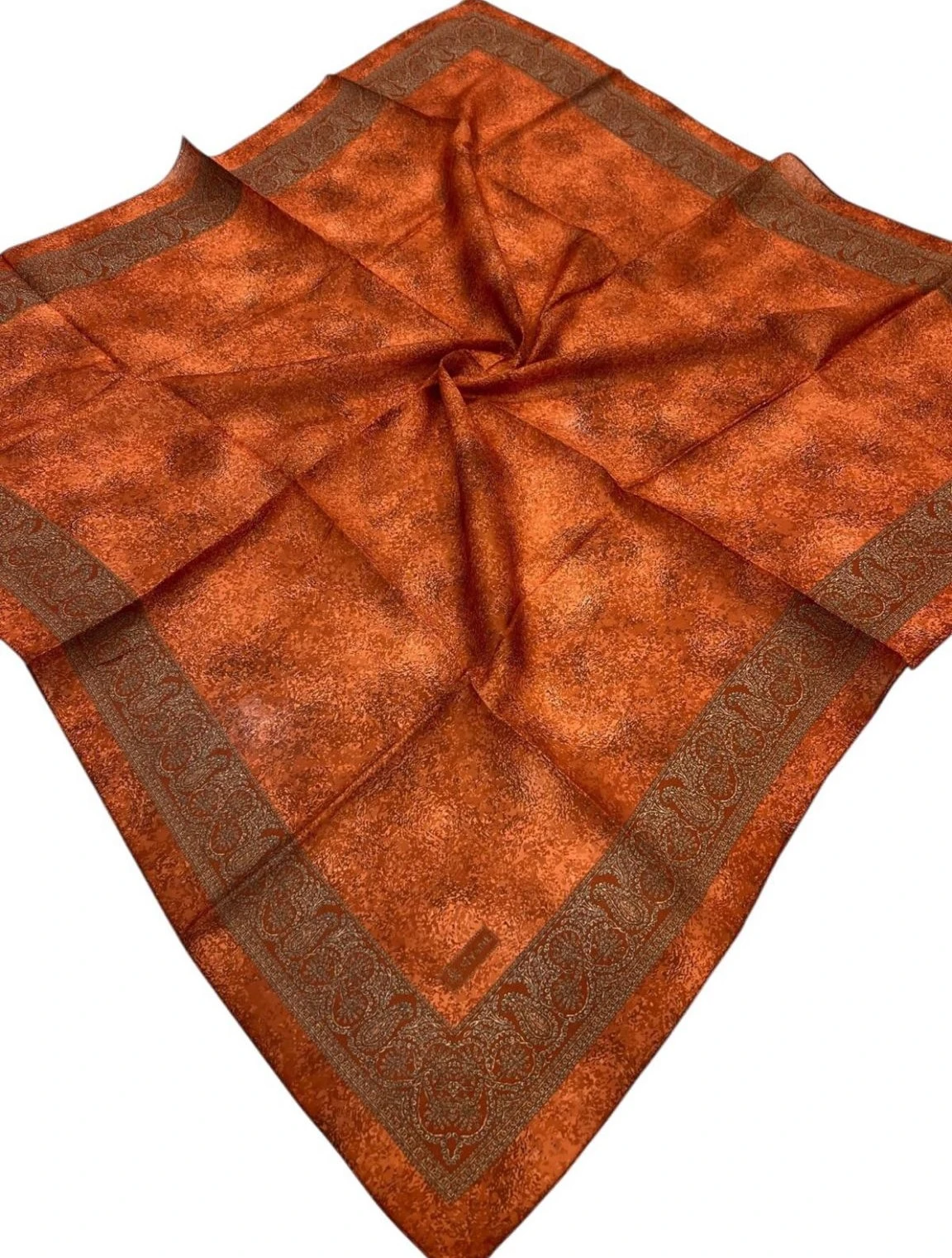 Orange Siyane Scarf Kenar Motifli Duman Desen Soft Eşarp