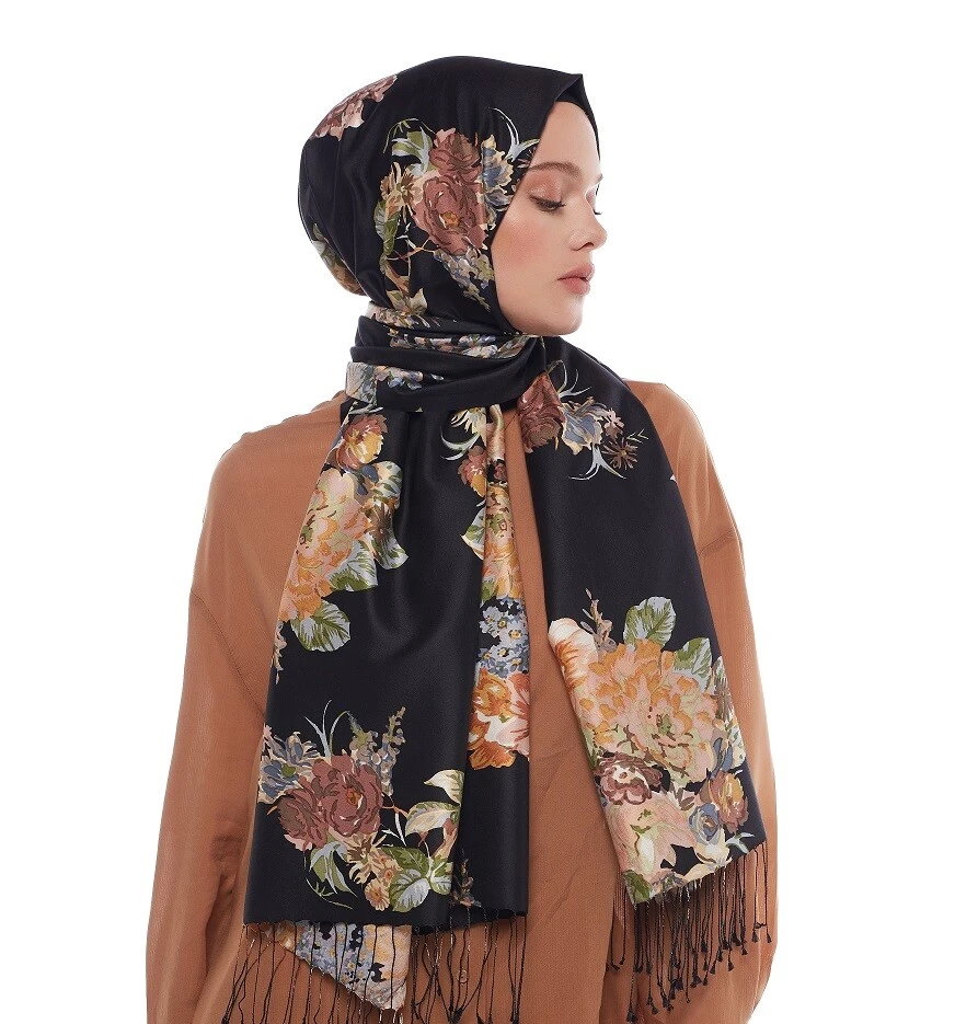 SİYAH İpekevi İpek Şal 6002