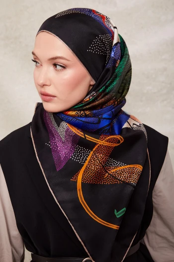 SİYAH Levidor Twill İpek Eşarp 40