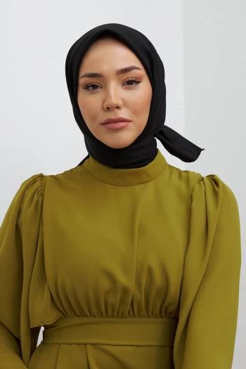 SİYAH Silk Home Düz Twill Polyester Eşarp