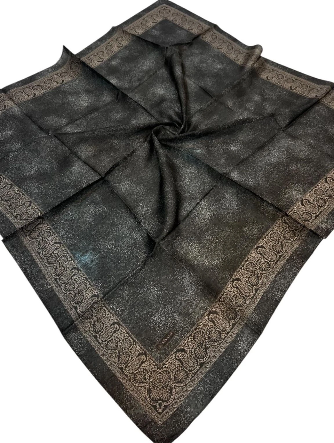 SİYAH Siyane Scarf Kenar Motifli Duman Desen Soft Eşarp