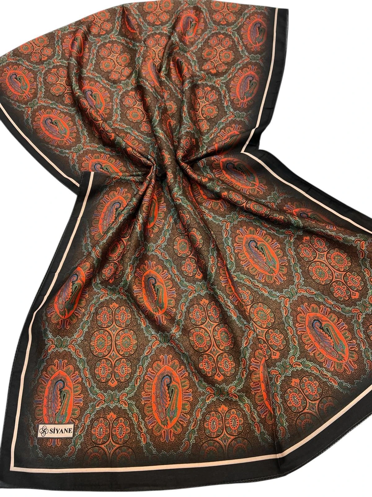 SİYAH Siyane Scarf Şal Desen Etnik Şal