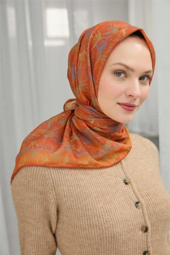 03 Silk home Ağaçlı Desen Soft Eşarp