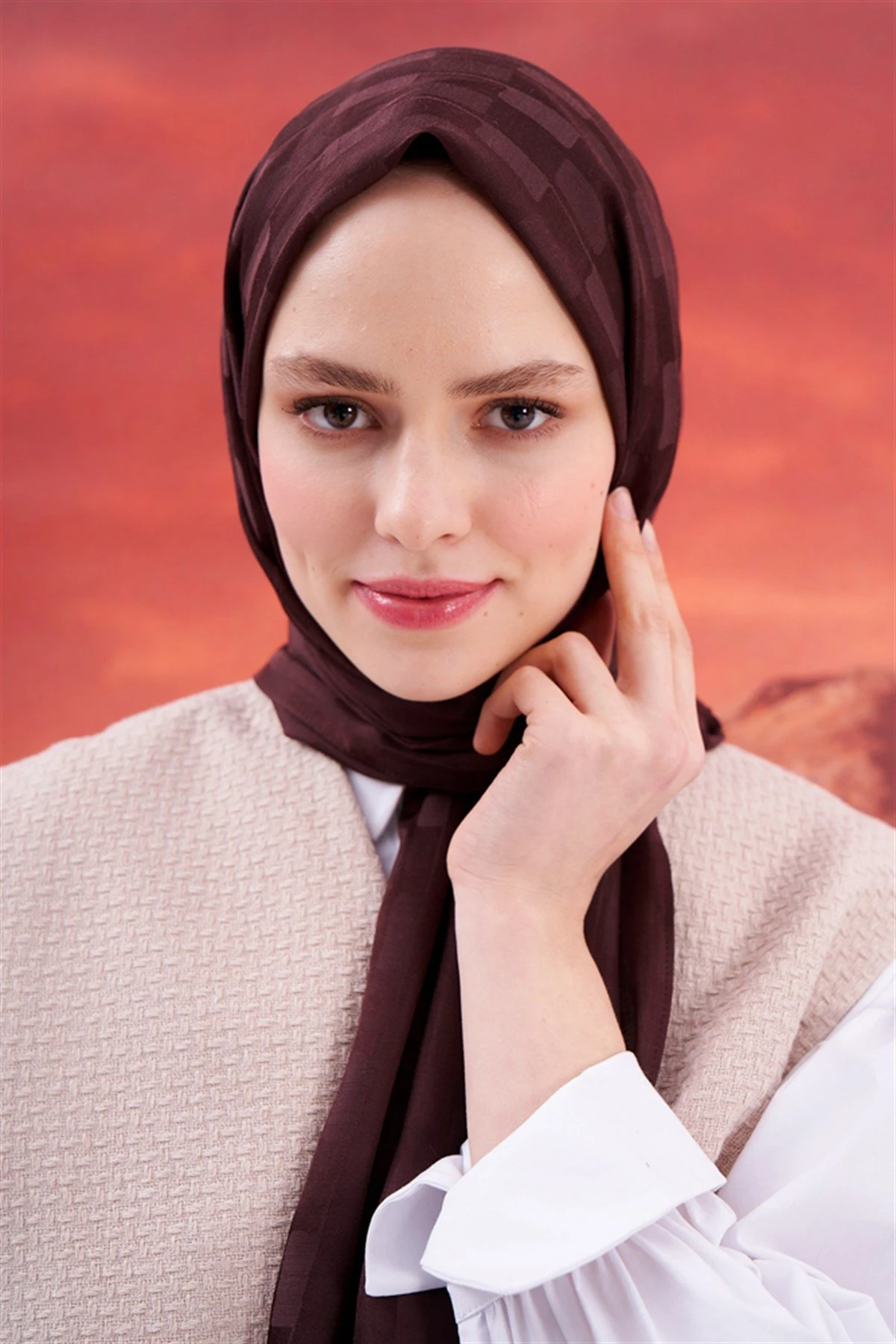 ACI KAHVE Carell Küpçizgi Jakar İtalyan İpekli Şal