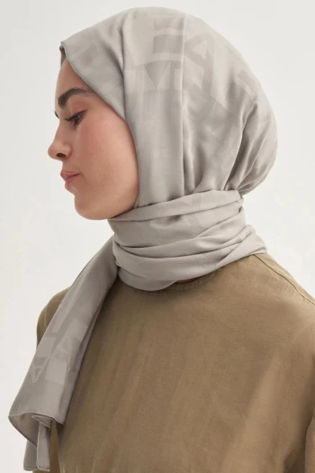 AÇIK GRİ Carell Yazı Desen Jakar İtalyan İpekli Şal