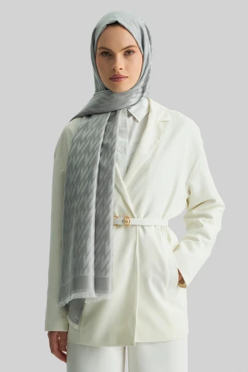 AÇIK GRİ Maisa Umay Jakarlı İpek Şal