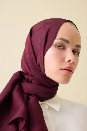Burgundy İmannoor İman I Baklava Ramy Jakar Şal 242-3040