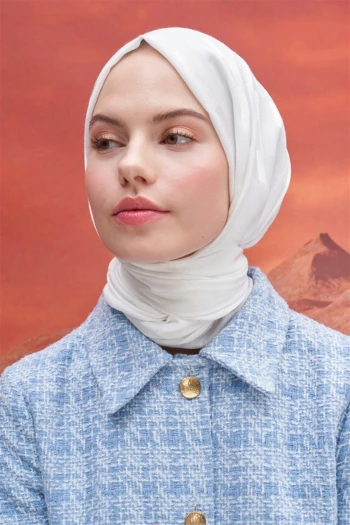 Ekru Carell Küpçizgi Jakar İtalyan İpekli Şal