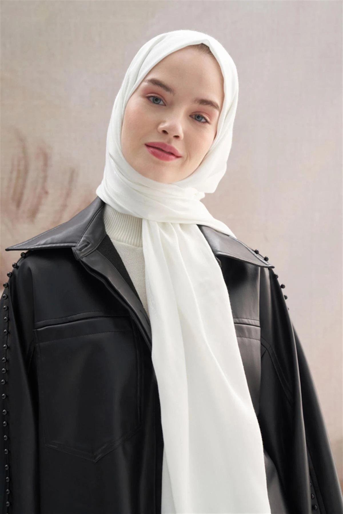 Ekru Carell Monogram Jakar İtalyan İpekli Şal