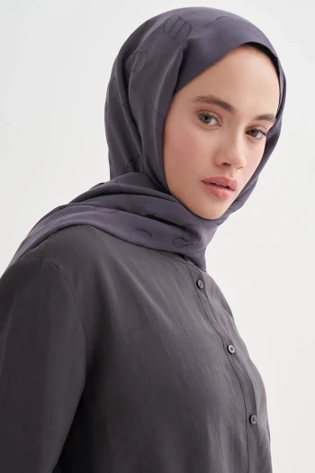 Füme Carell Monogram Desen Liora Pamuk Şal