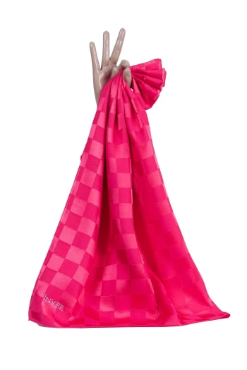 Fuşya İnvee Şahane Kare Eşarp 1239