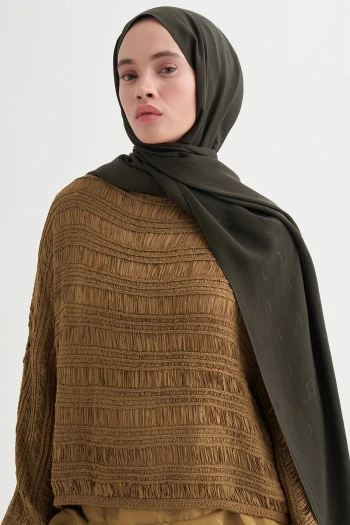 HAKİ Carell Monogram Desen Liora Pamuk Şal