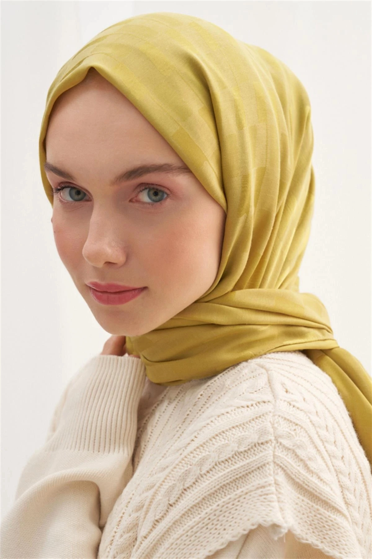 Hardal Carell Küpçizgi Jakar İtalyan İpekli Şal