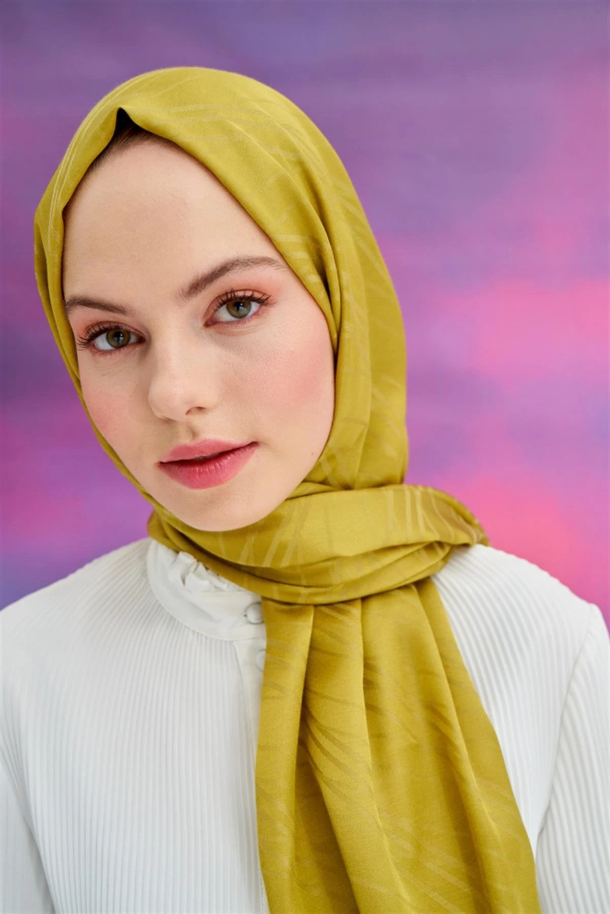 Hardal Carell Simetrik Jakar İtalyan İpekli Şal