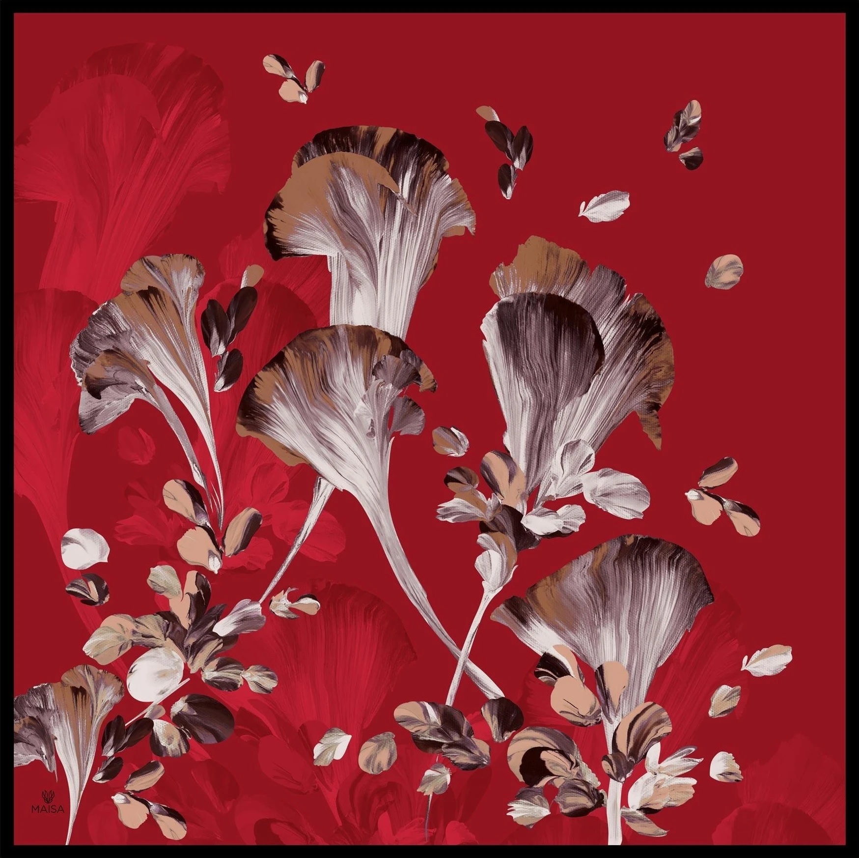 Kırmızı Maisa Gem Twill İpek Eşarp