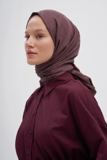 Koyu Gül Kurusu Carell Simetrik Jakar İtalyan İpekli Şal