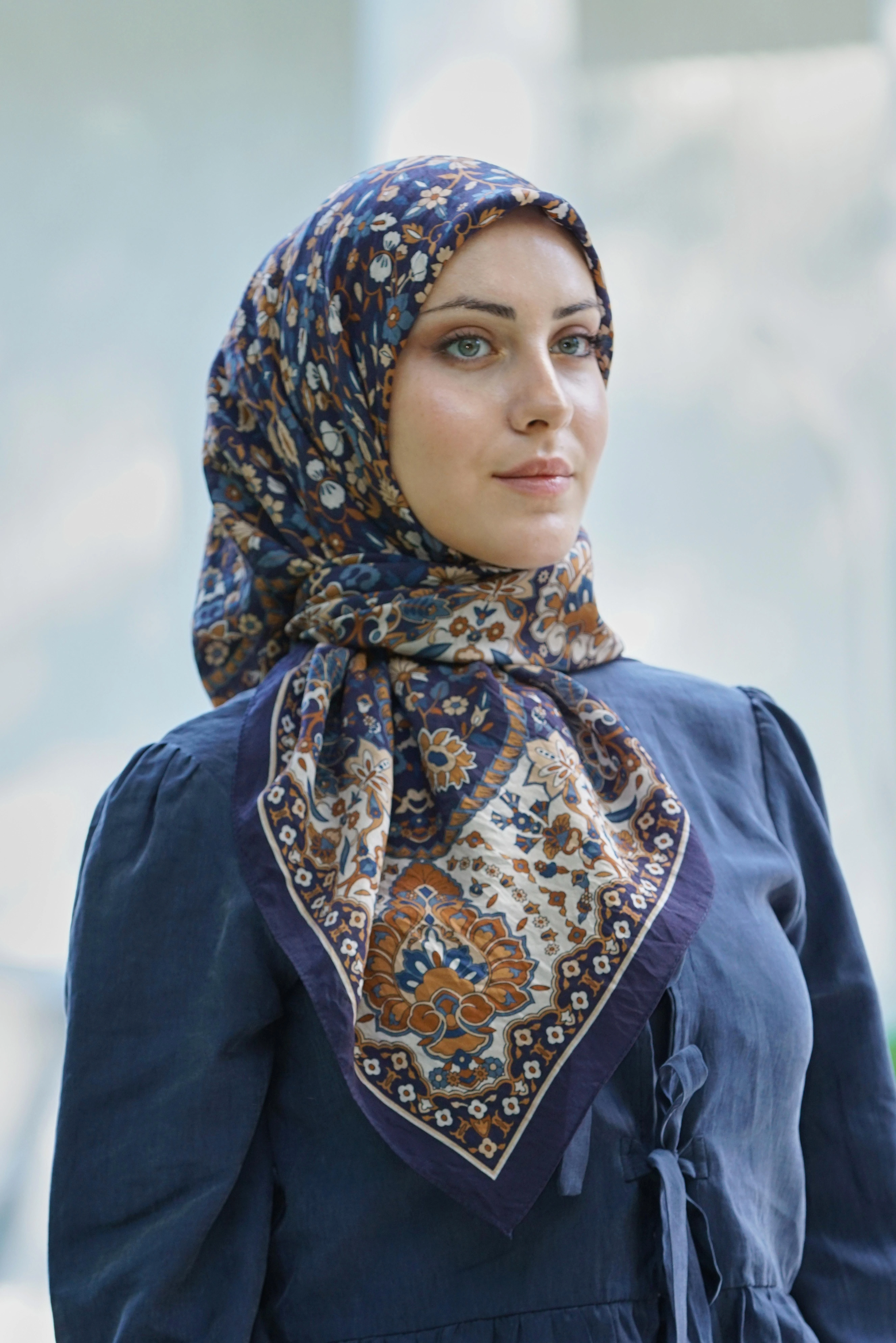 Koyu Lacivert Loryan Scarf Diamond Adel Eşarp