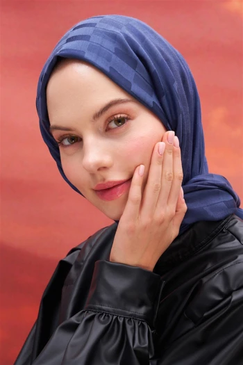 LACİVERT Carell Küpçizgi Jakar İtalyan İpekli Şal