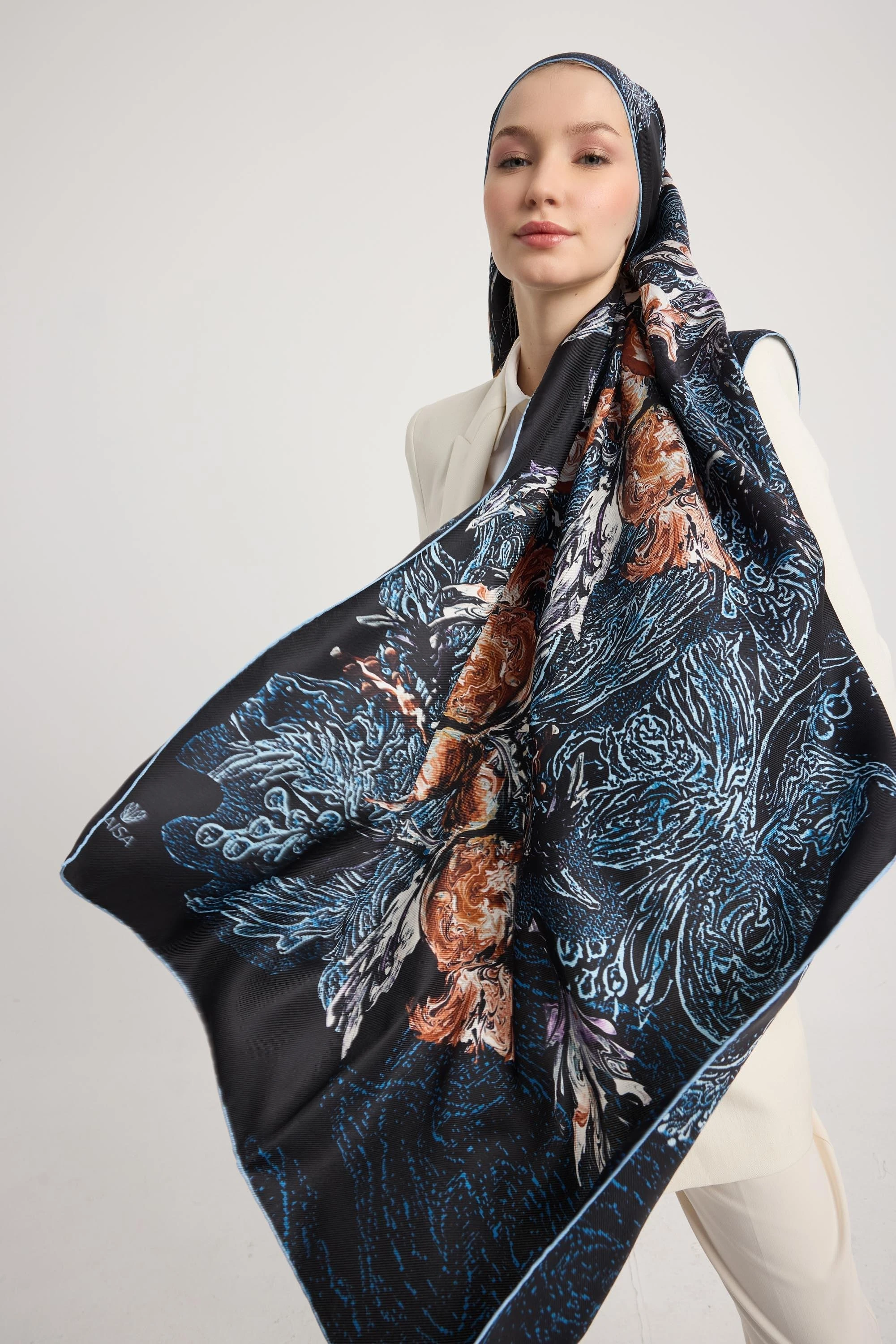 LACİVERT Maisa Narden Mulberry İpek Şal