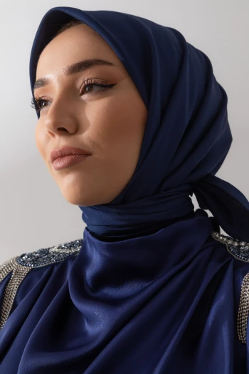 LACİVERT Silk Home Düz Twill Polyester Eşarp