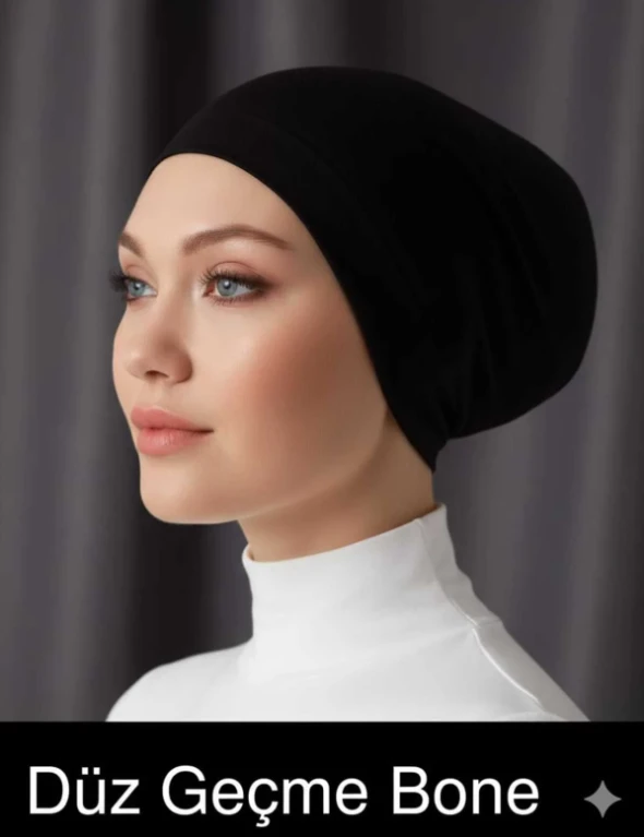 SİYAH Armine Düz Geçme Bone