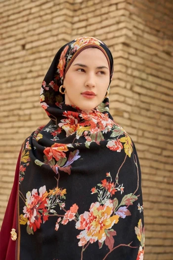 SİYAH ED  Scarf Leyha Yün İpek Şal