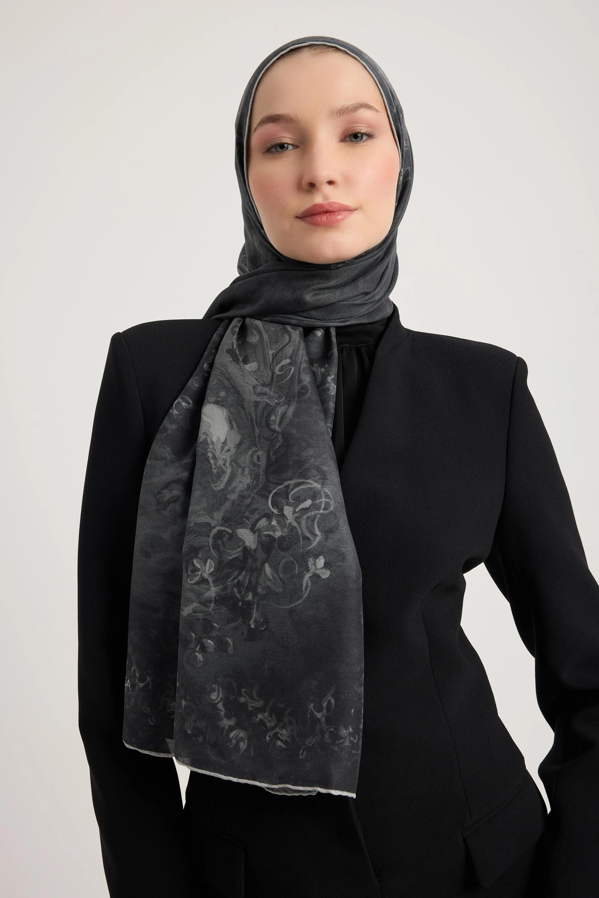 SİYAH Maisa Göknar Pamuk İpek Şal