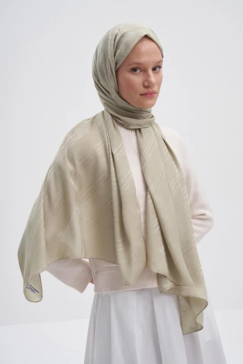 Soft Yeşil Carell Simetrik Jakar İtalyan İpekli Şal