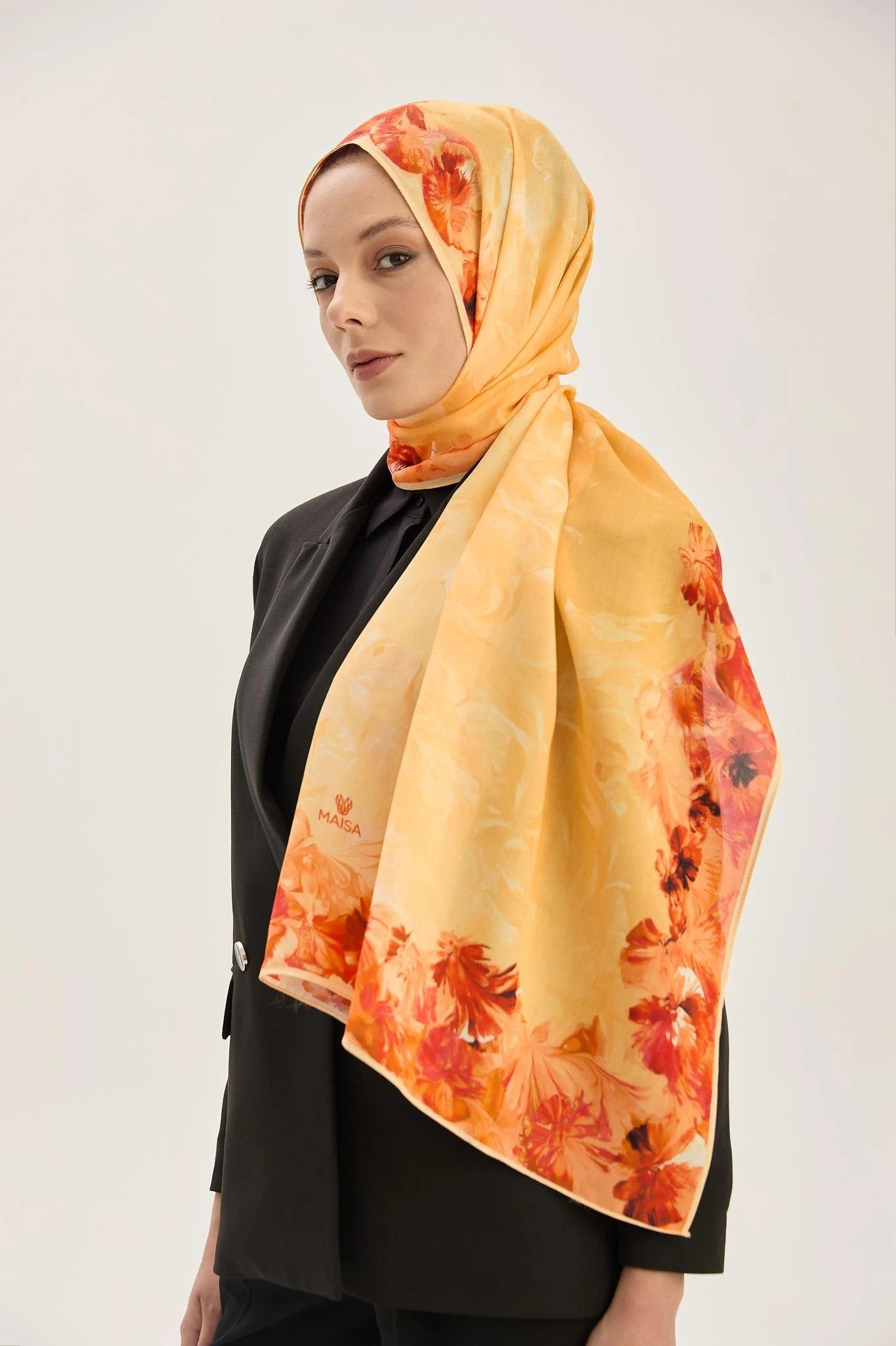 Turuncu Maisa Arus Floş Viskon şal