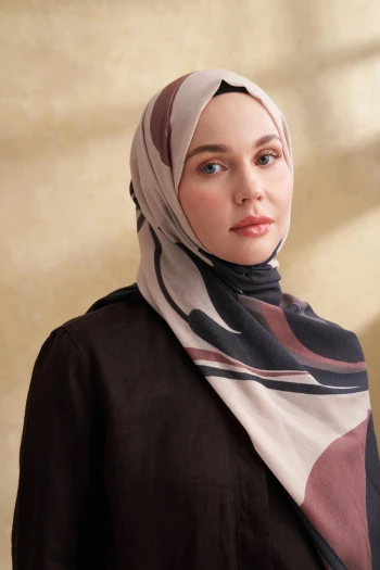 Vizon-Siyah Armanda İpek Pamuk Şal 3383