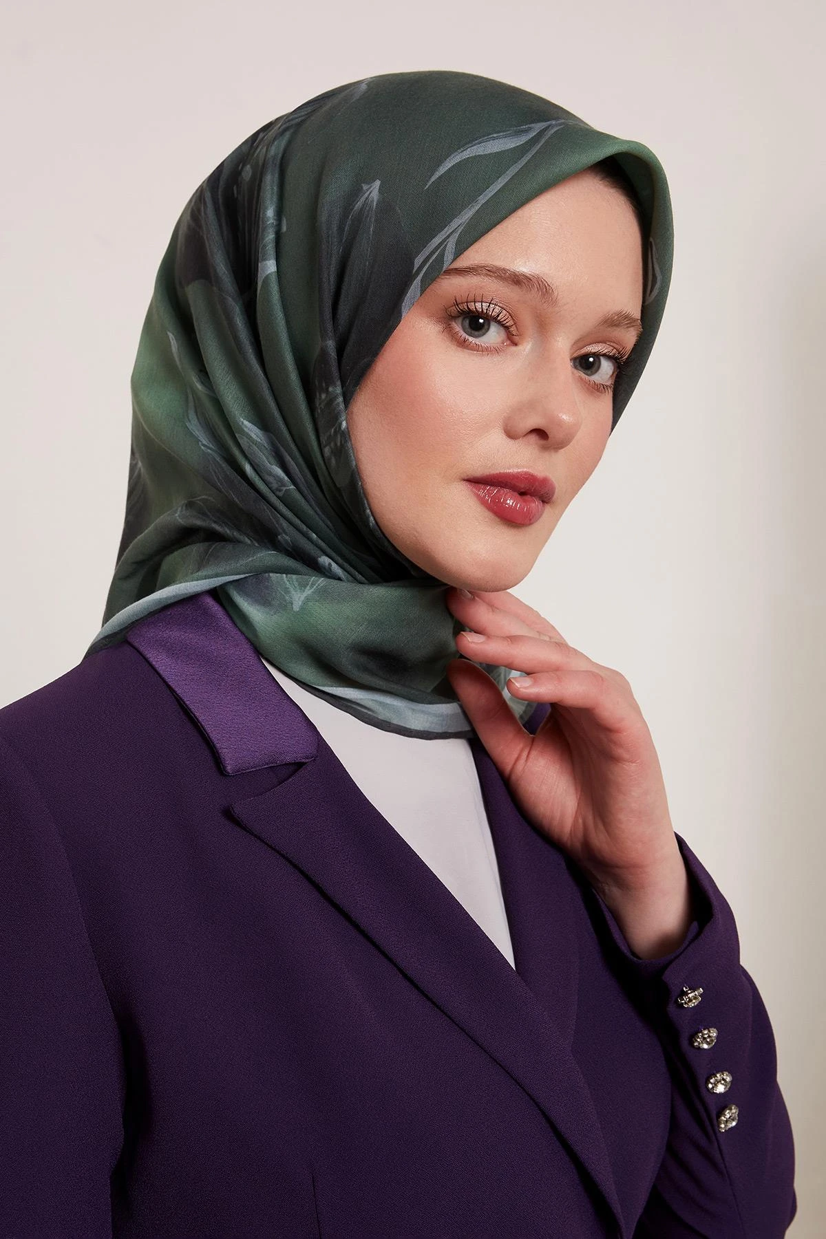 YEŞİL Luvensara Botanik Lale Desen Soft Eşarp