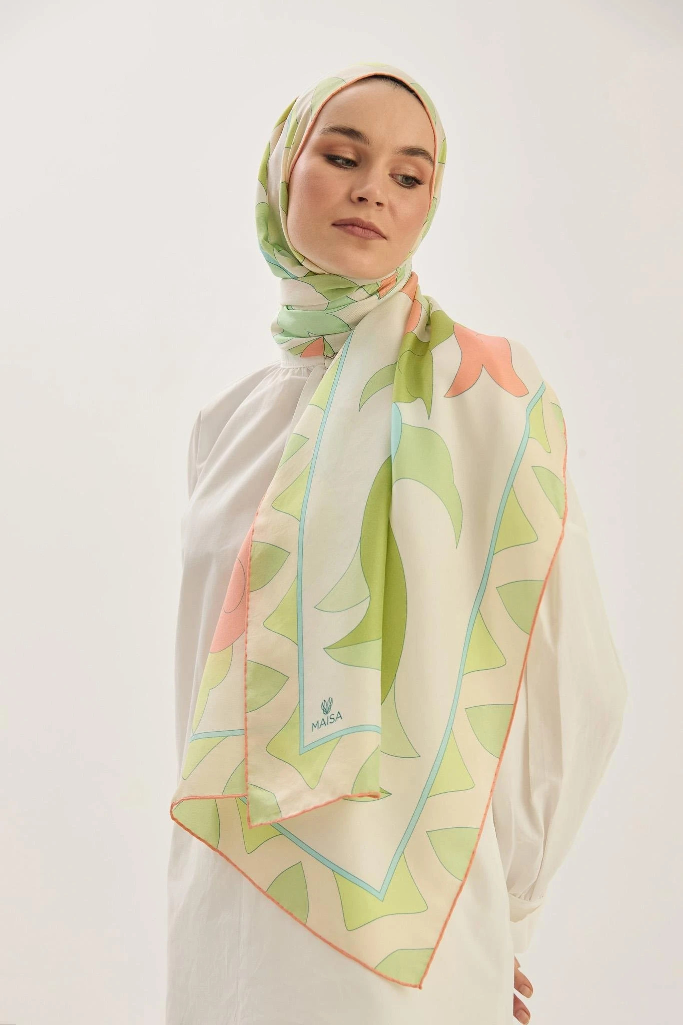 YEŞİL Maisa Mah Pamuk İpek Şal
