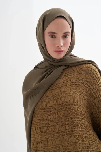 Zeytin Yeşili Carell Luxe Desen Liora Pamuk Şal