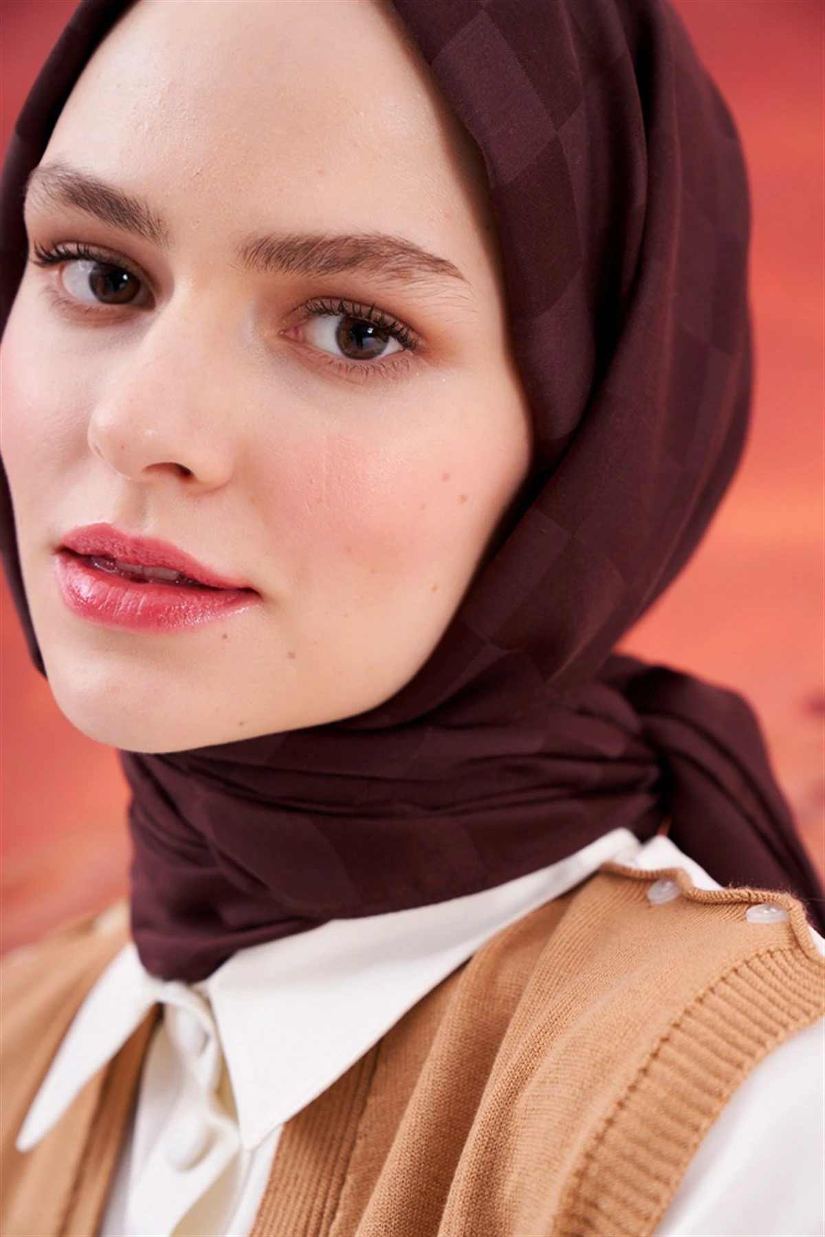 ACI KAHVE Carell Dama Jakar İtalyan İpekli Şal