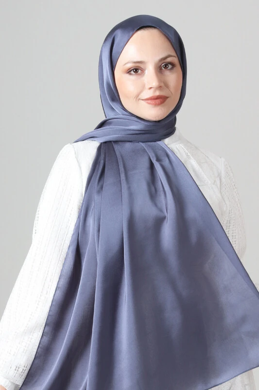 Açık İndigo Harem Scarf Como Saten Şal