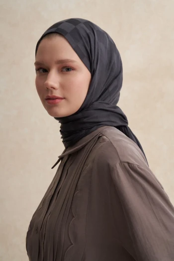 Antrasit Carell Dama Jakar İtalyan İpekli Şal