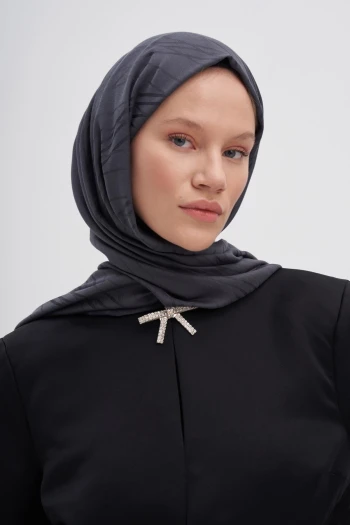 Antrasit Carell Simetrik Jakar İtalyan İpekli Şal