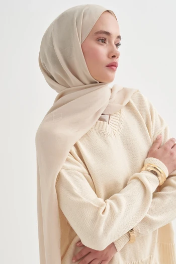 BEJ Carell Monogram Desen Liora Pamuk Şal