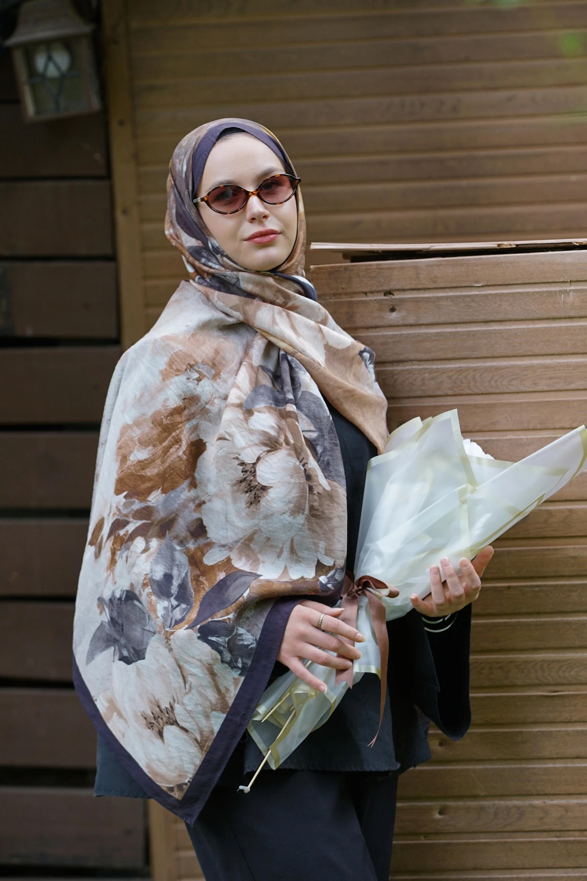 Bej Lacivert Loryan Scarf Diamond Anna Şal