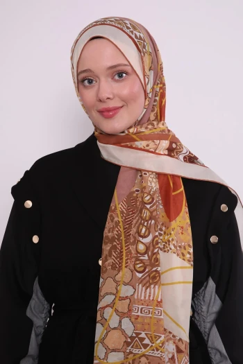 BEJ Luvensara Mix Desen Silk Elite Şal