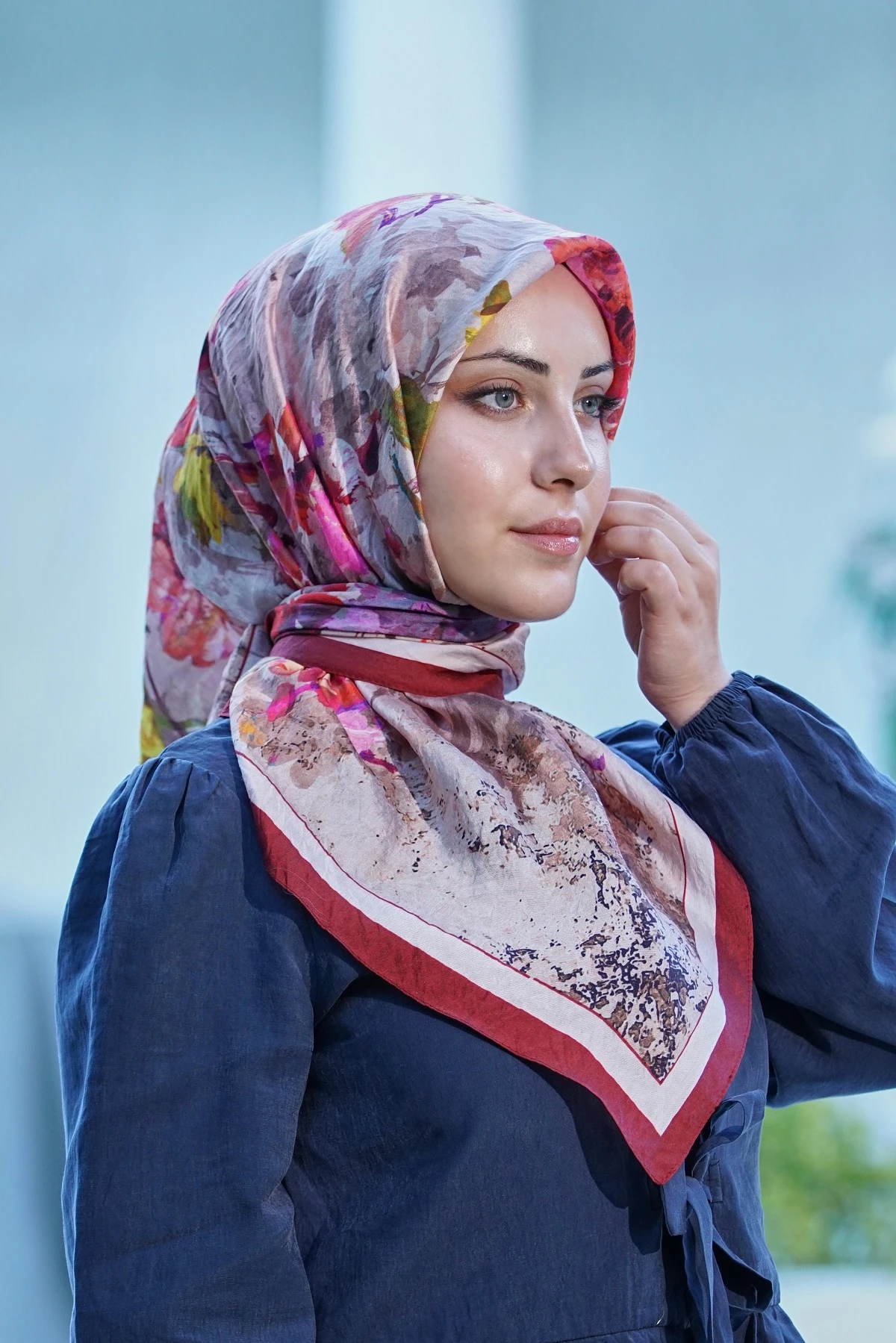 Bordo Bej Loryan Scarf Duman Desen Henna Eşarp