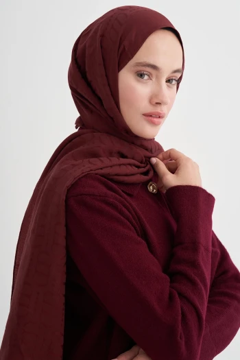 BORDO Carell Luxe Desen Liora Pamuk Şal